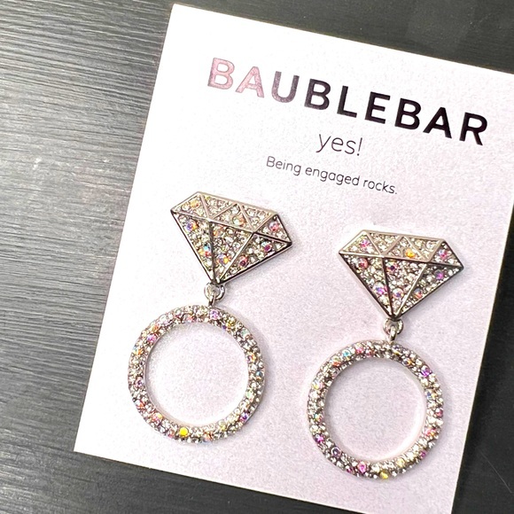 BaubleBar Engagement Ring Drop Earrings NWT - Picture 2 of 3